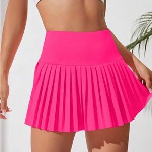 SHEIN Tennis Skirt w/Shorts Skort Wide Waistband Pleated Sports Pocket
